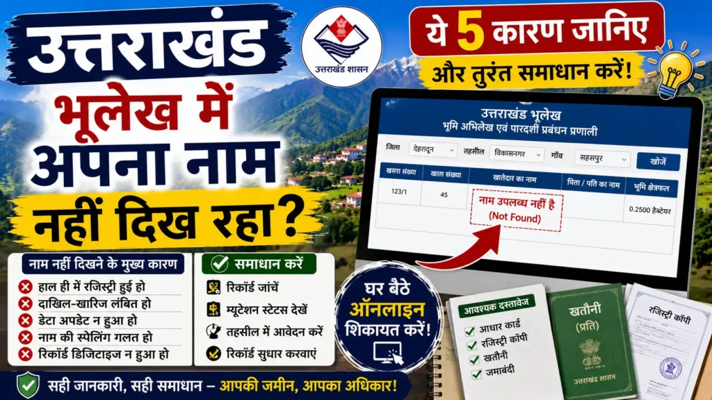 उत्तराखंड भूलेख में अपना नाम नहीं दिख रहा